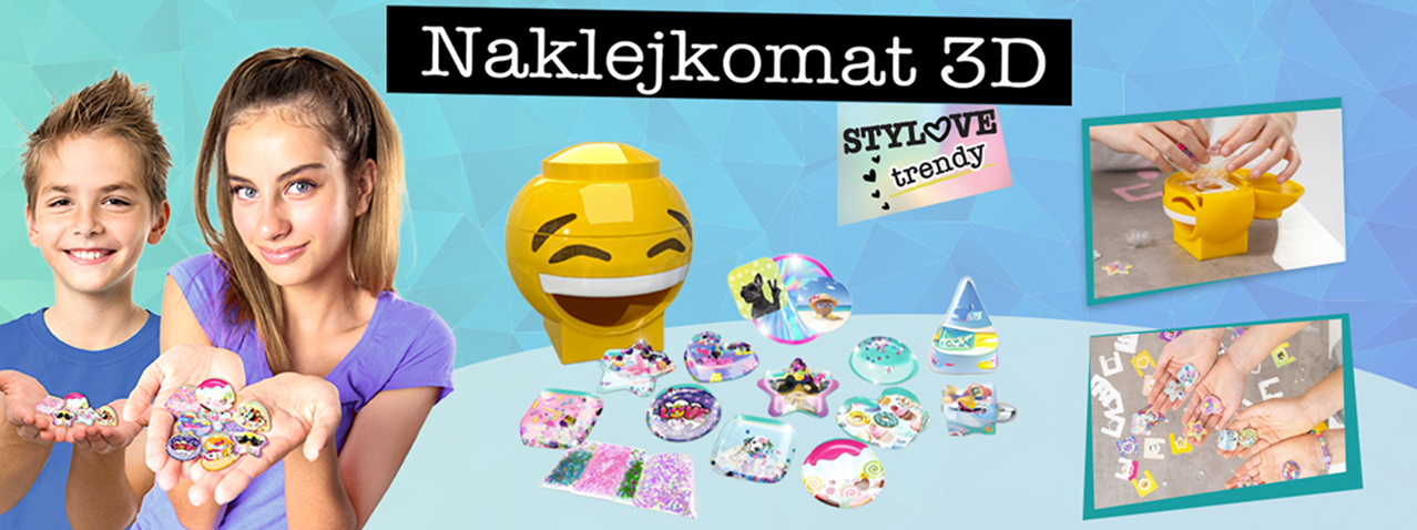 Dzieci tworzące kolorowe naklejki z zestawem Naklejkomat 3D od Epee – kreatywna zabawka, która pozwala projektować, ozdabiać i personalizować unikalne naklejki 3D w stylu trendy.