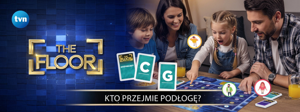 Rodzinna rozgrywka w quizową grę planszową The Floor inspirowaną teleturniejem TVN – uczestnicy rywalizują, odpowiadając na pytania, by przejąć planszę i wygrać pojedynek wiedzy.